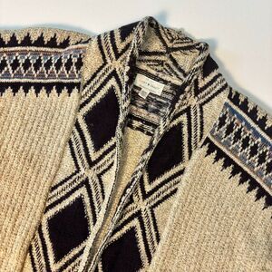 Lucky Brand Sweater Cardigan Womens Medium Long Open Tribal Aztec Southwest